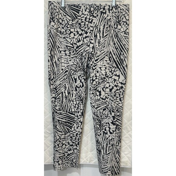 Lior Paris Pants Sasha Cut Black and White Geometric Pattern Print #2 14 - Picture 1 of 5